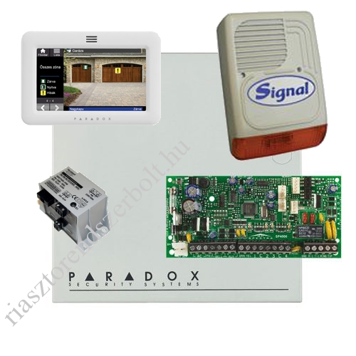 Paradox SP4000 riasztórendszer dobozzal, TM50 érintőképernyős kezelő, 30VA táp, PS128 szirén